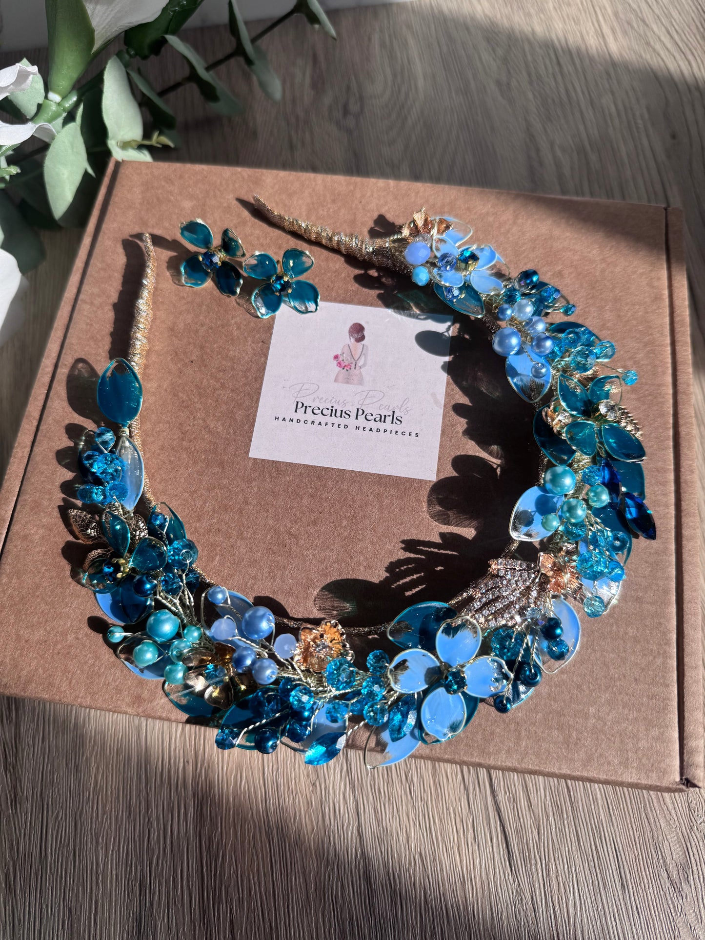 Blue and Teal halo wedding guest headpiece Blue and Teal halo wedding guest headpiece Precius pearls