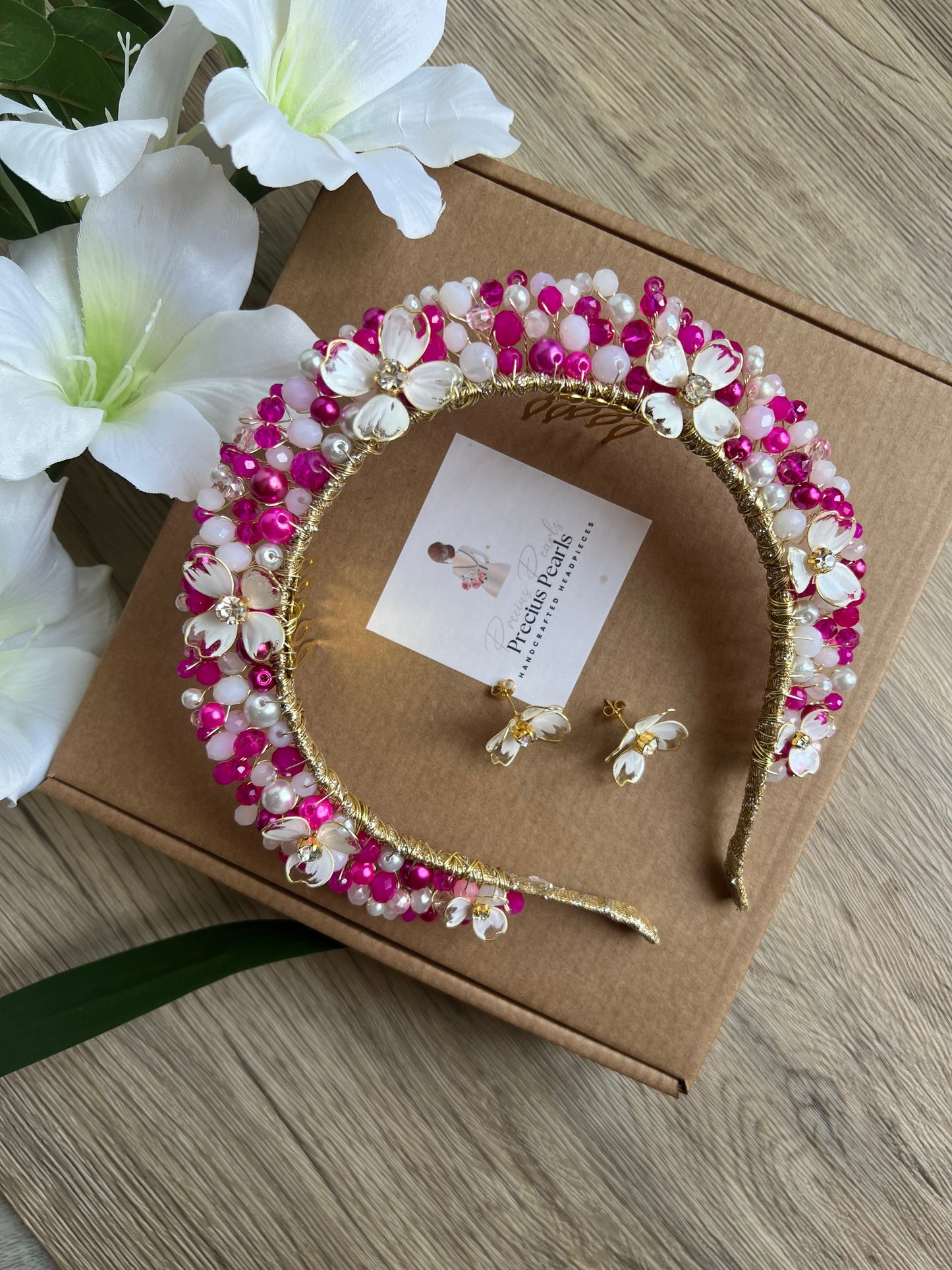 Pink & White Flora Crown Pink & White Flora Crown Precius pearls