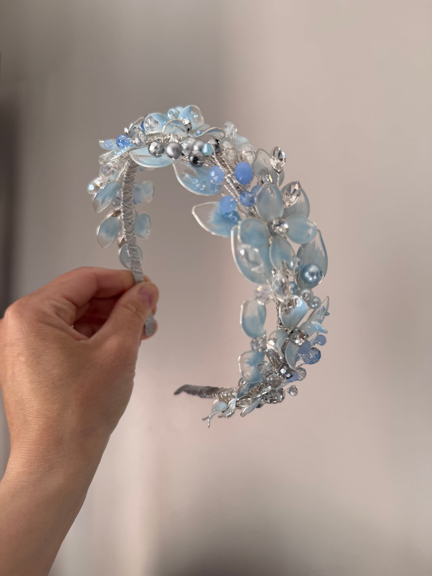 Light Blue wedding guest headpiece. Light Blue wedding guest headpiece. Precius pearls
