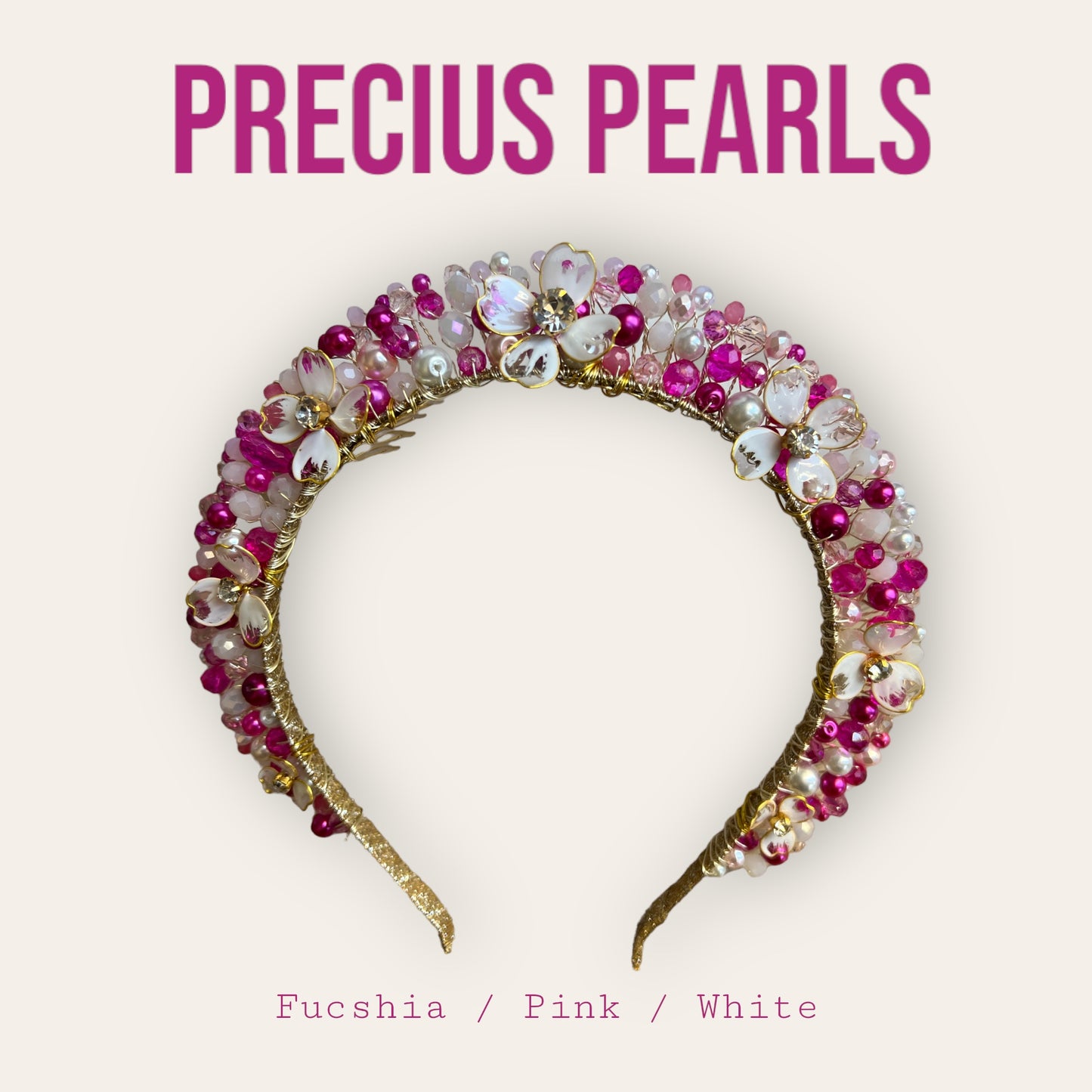 Pink & White Flora Crown Pink & White Flora Crown Precius pearls