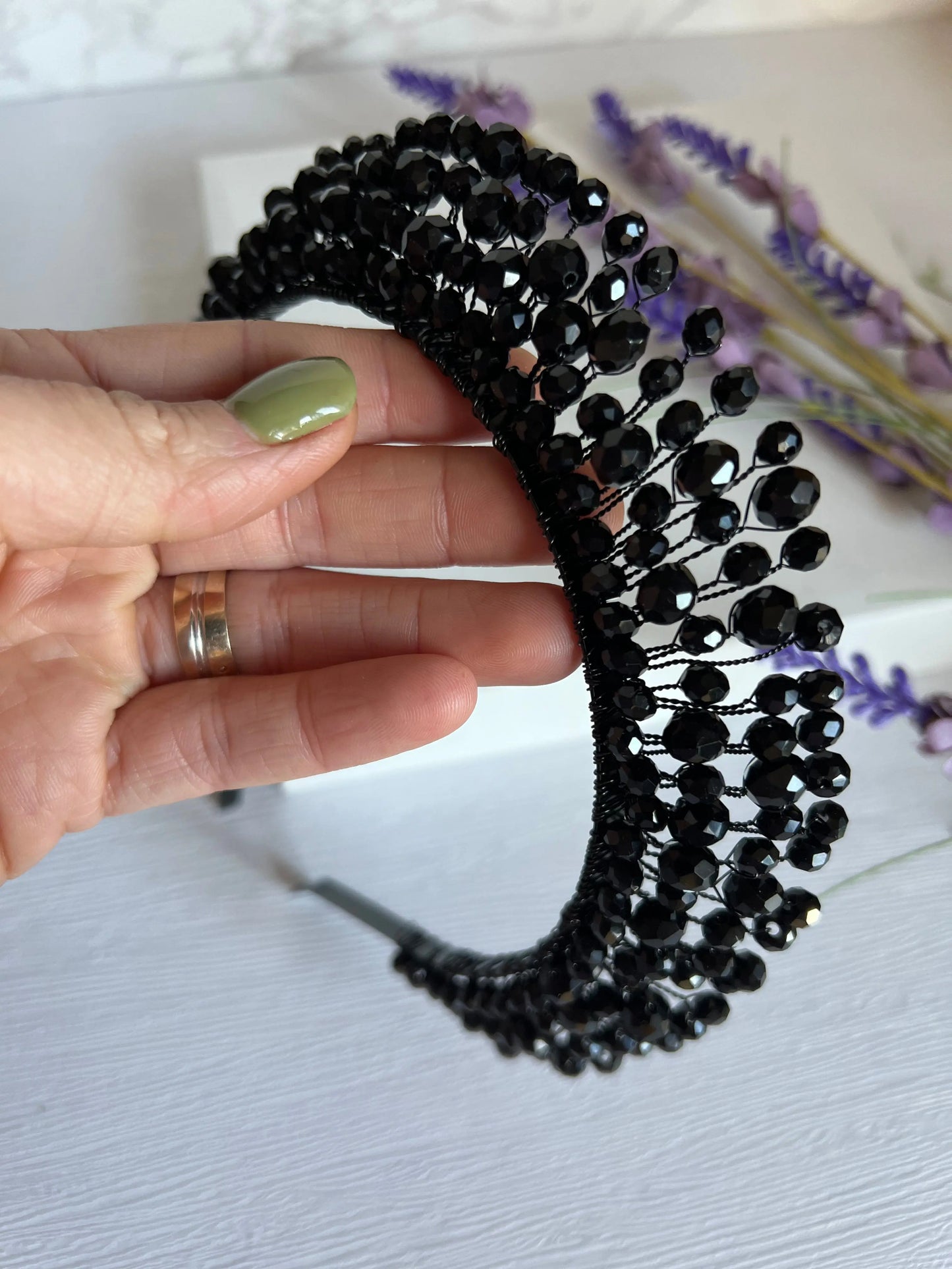 Black High Beaded Crown