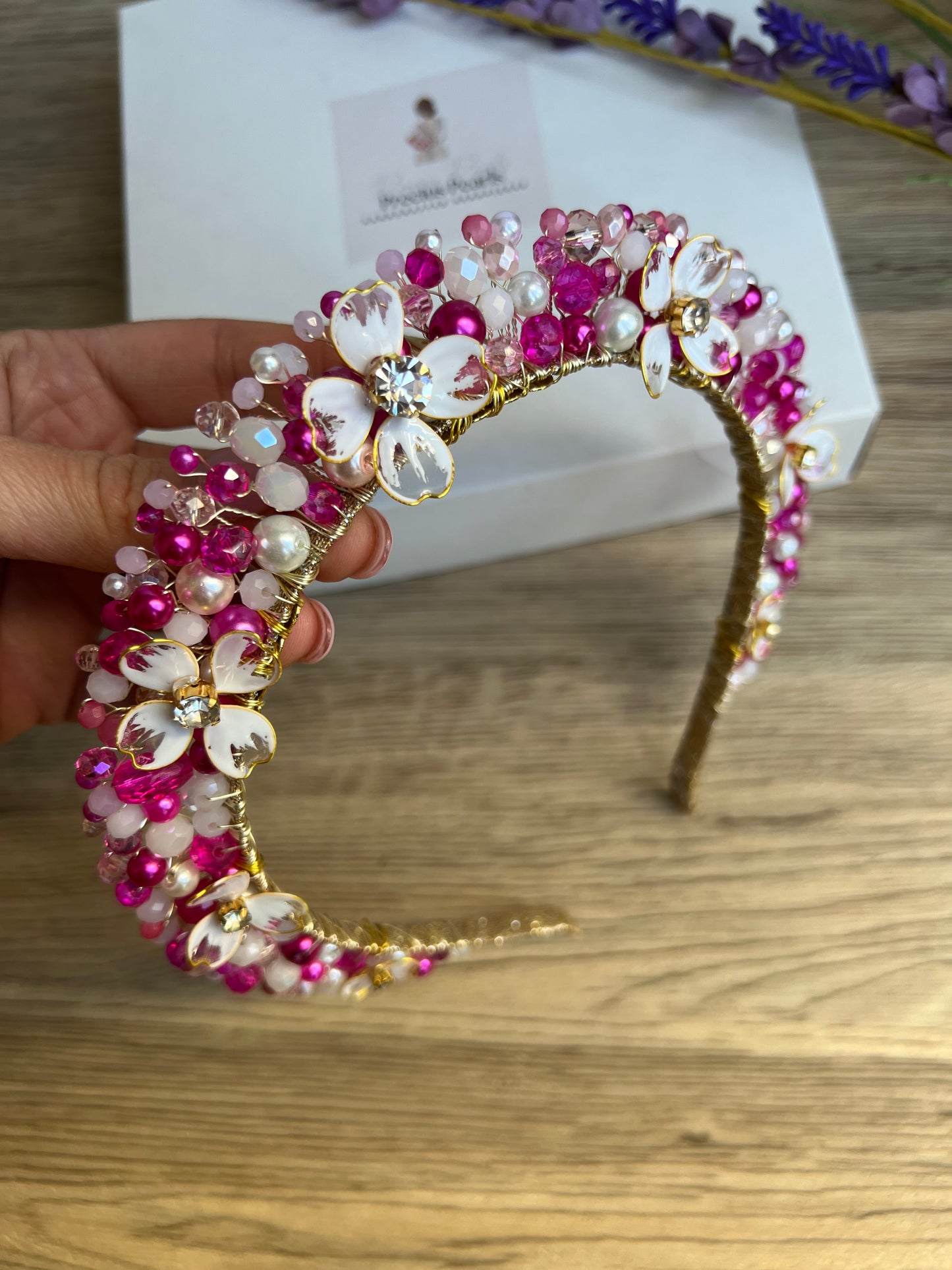 Pink & White Flora Crown Pink & White Flora Crown Precius pearls