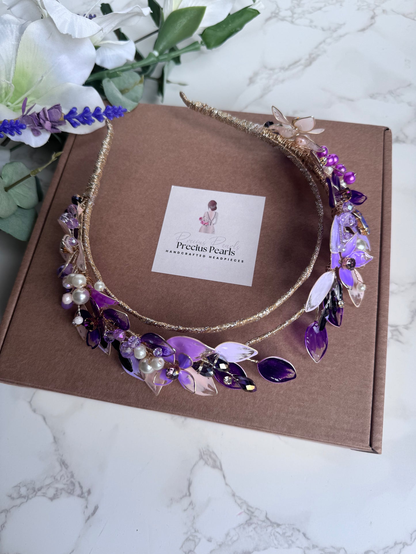 Beige and Purple Halo Beige and Purple Halo Precius pearls