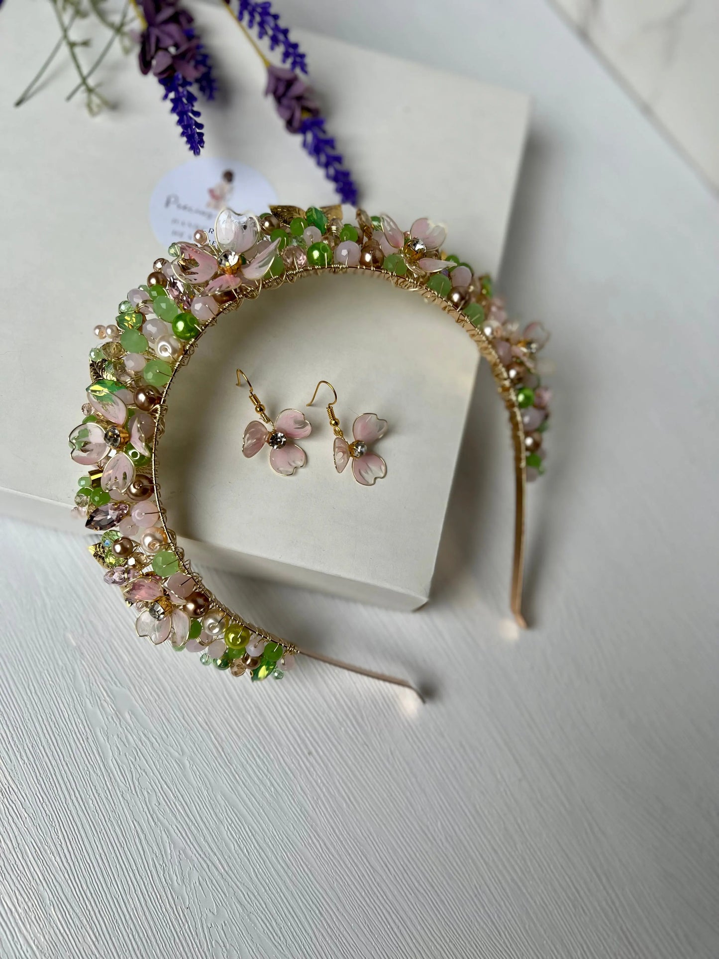 Flora Light/Green pink flower crown