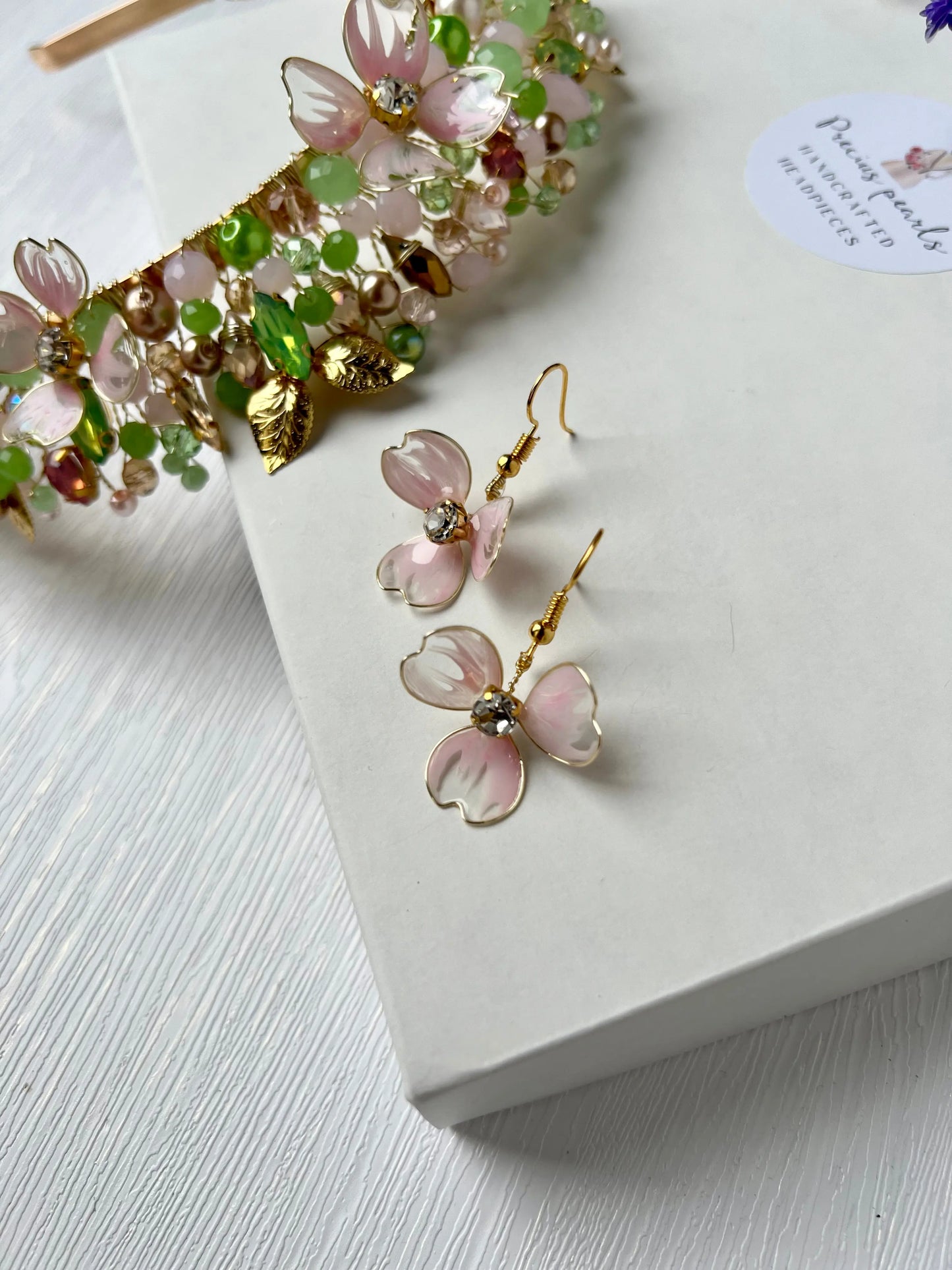 Flora Light/Green pink flower crown