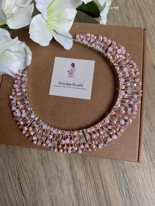 Pink beaded crown Pink beaded crown Precius pearls