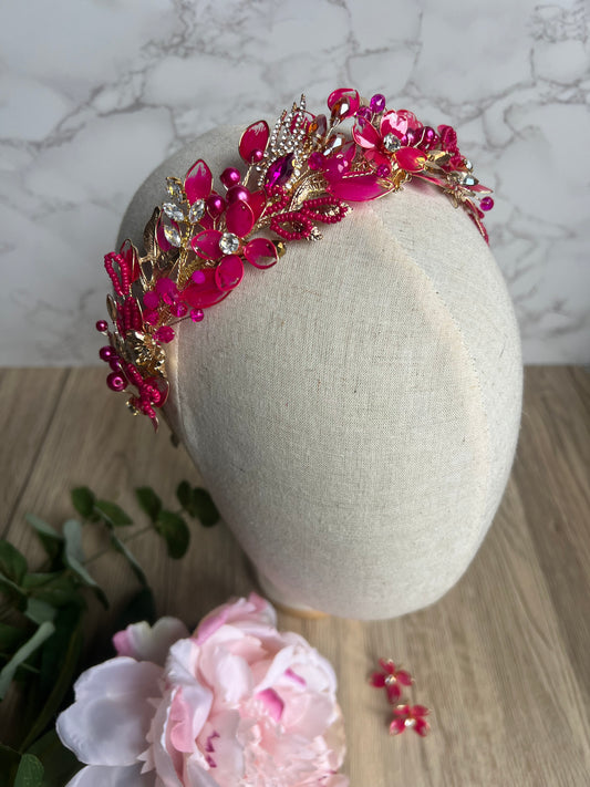 Raspberry and Fucshia Low style headband Raspberry and Fucshia Low style headband Precius pearls