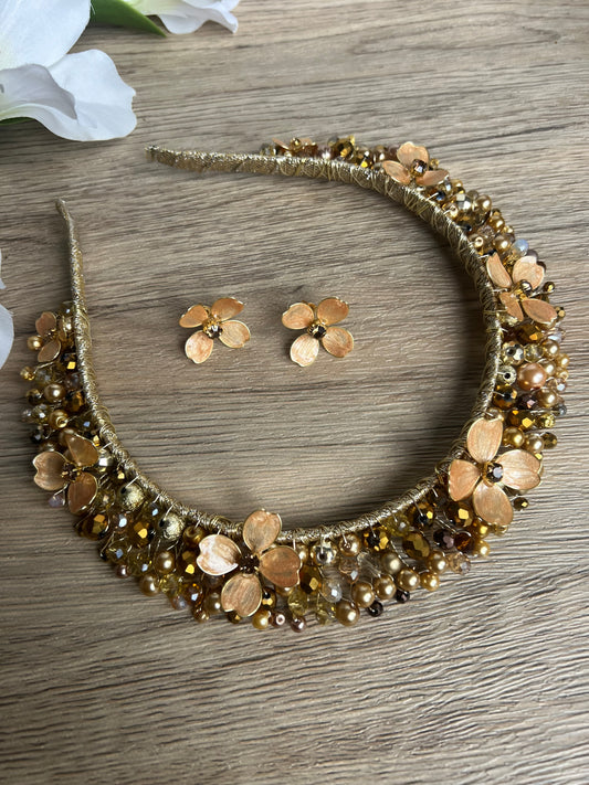 Golden Flora crown Golden Flora crown Precius pearls