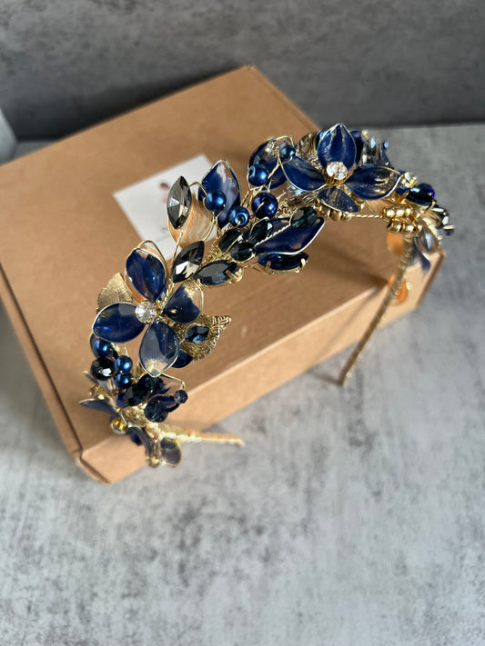 Navy and Gold headpiece Navy and Gold headpiece Precius pearls