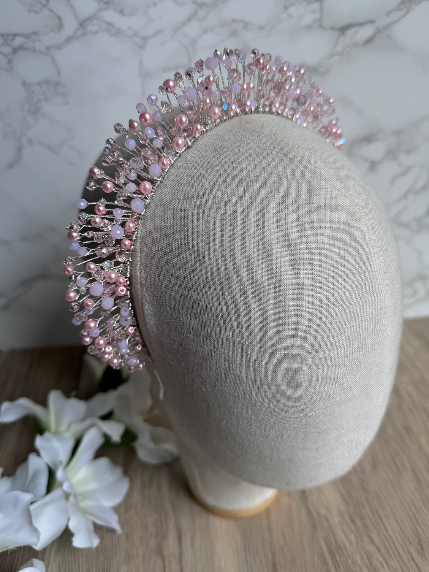 Pink beaded crown Pink beaded crown Precius pearls