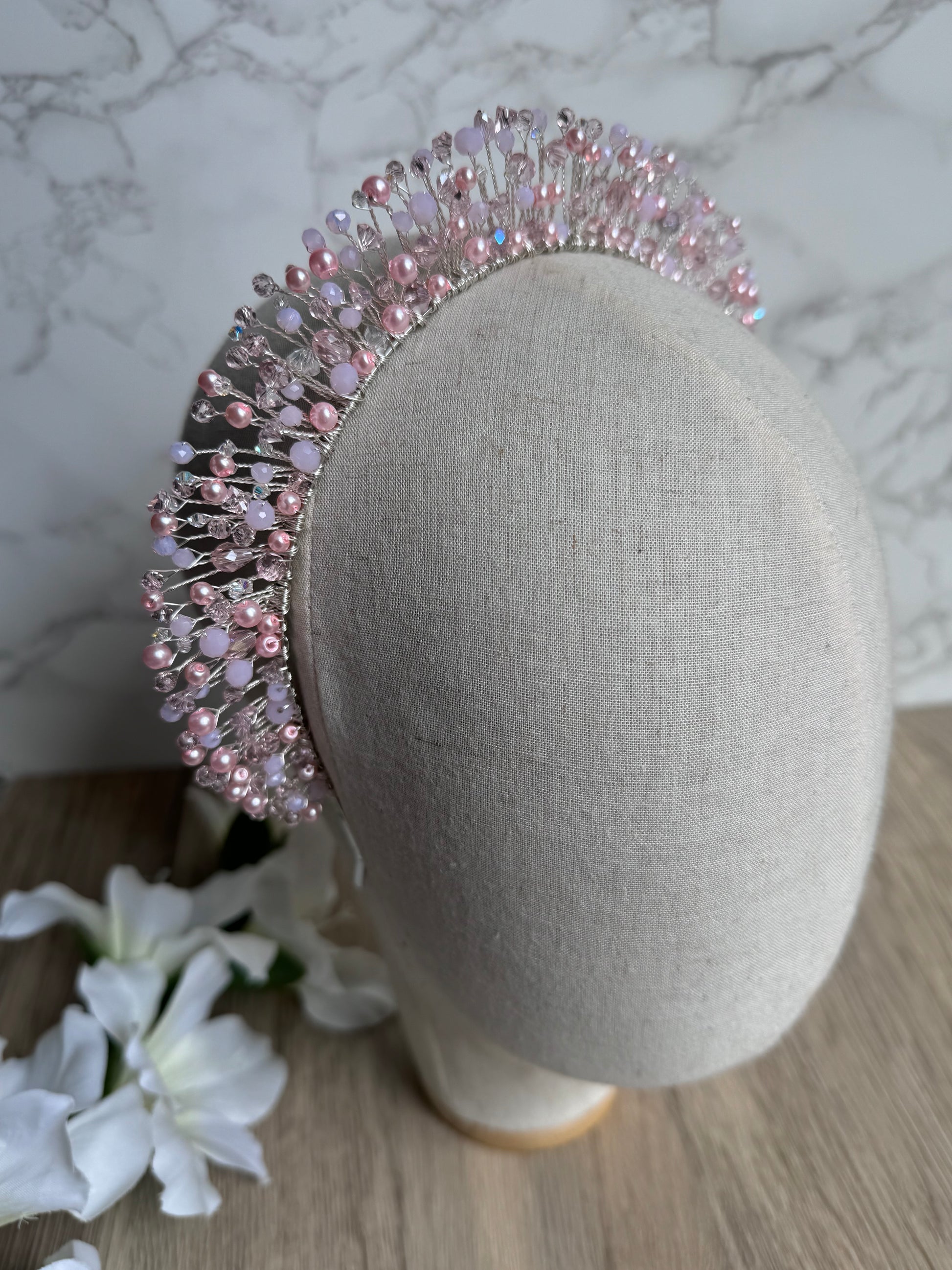 Pink beaded crown Pink beaded crown Precius pearls