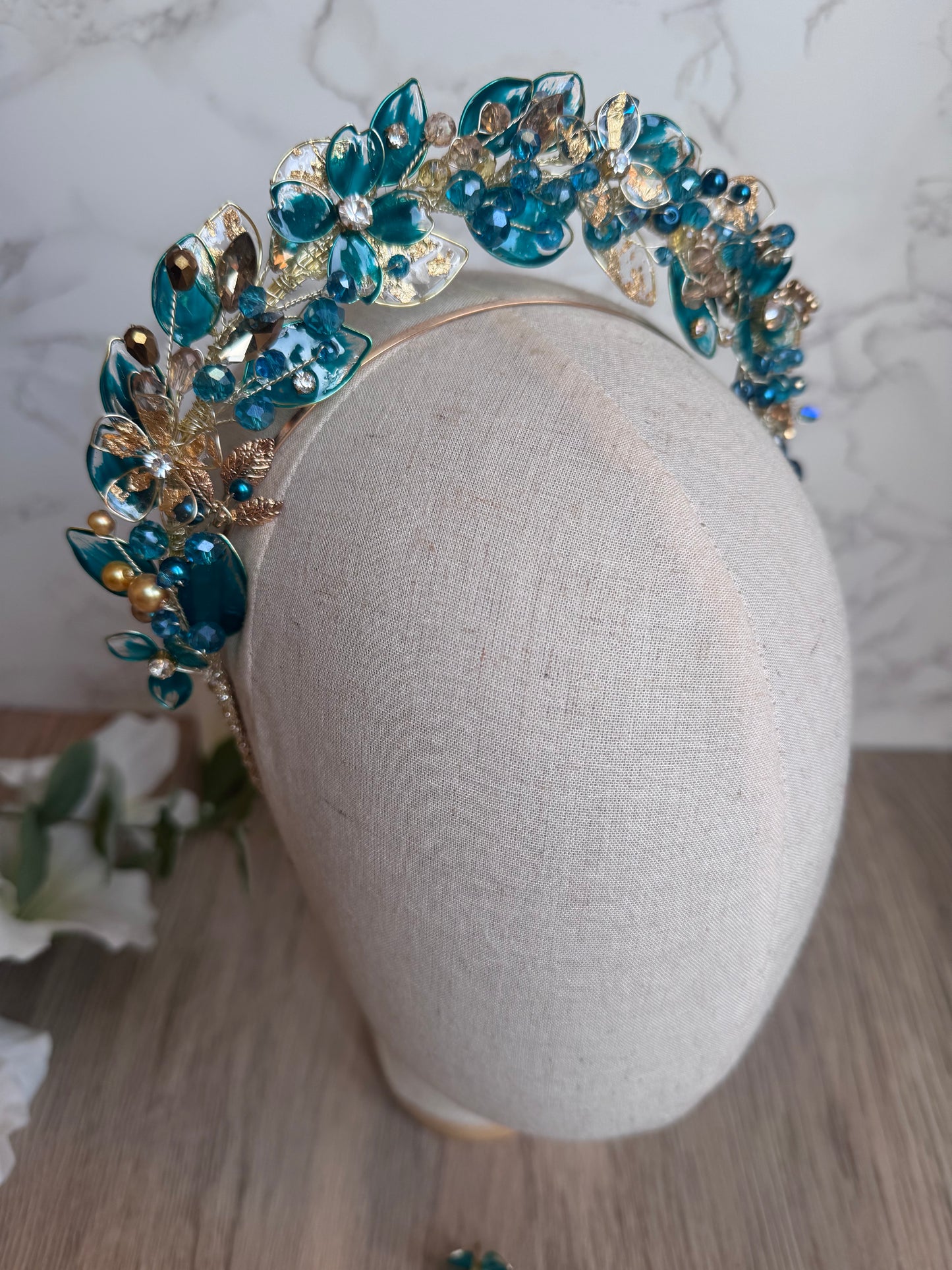 Teal and Gold Halo Teal and Gold Halo Precius pearls