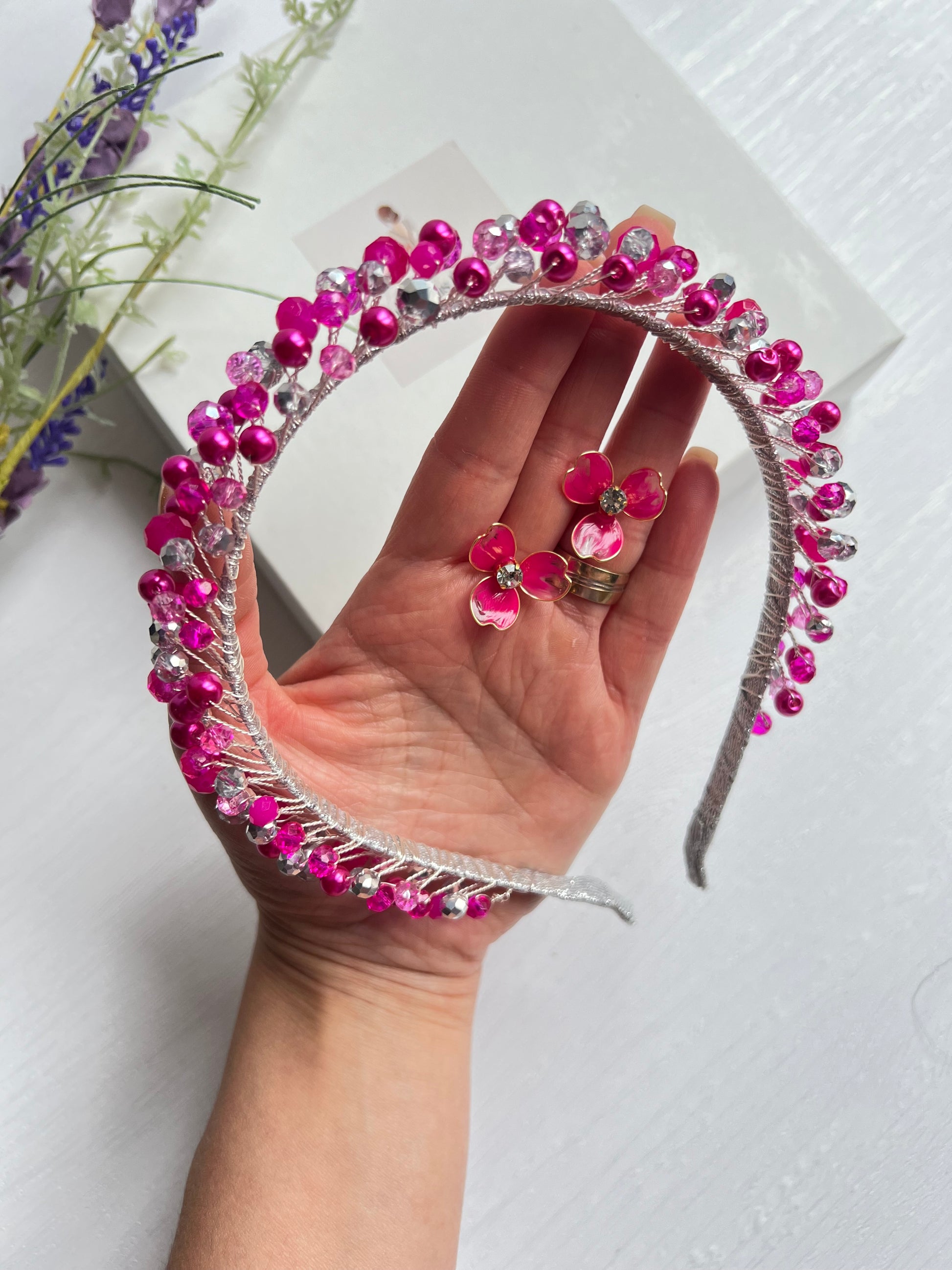 Fucshia Crystal Headband Fucshia Crystal Headband Precius pearls