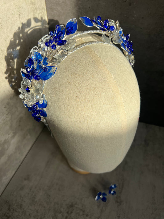 Royal Blue and Silver Halo Royal Blue and Silver Halo Precius pearls