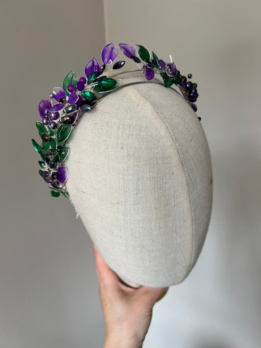 Purple and Green wedding guest headpiece Purple and Green wedding guest headpiece Precius pearls