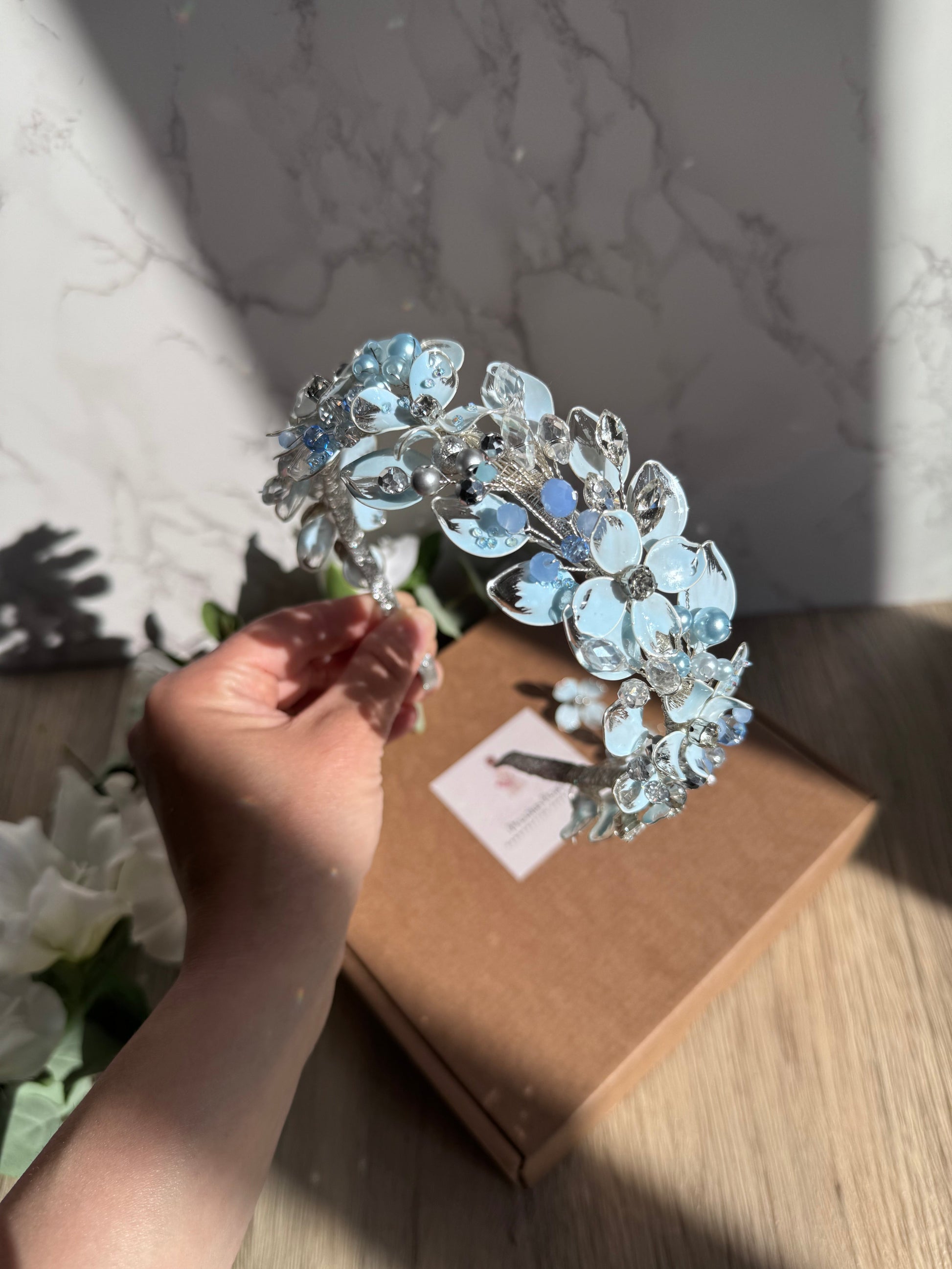 Light Blue  wedding guest headpiece. Light Blue  wedding guest headpiece. Precius pearls