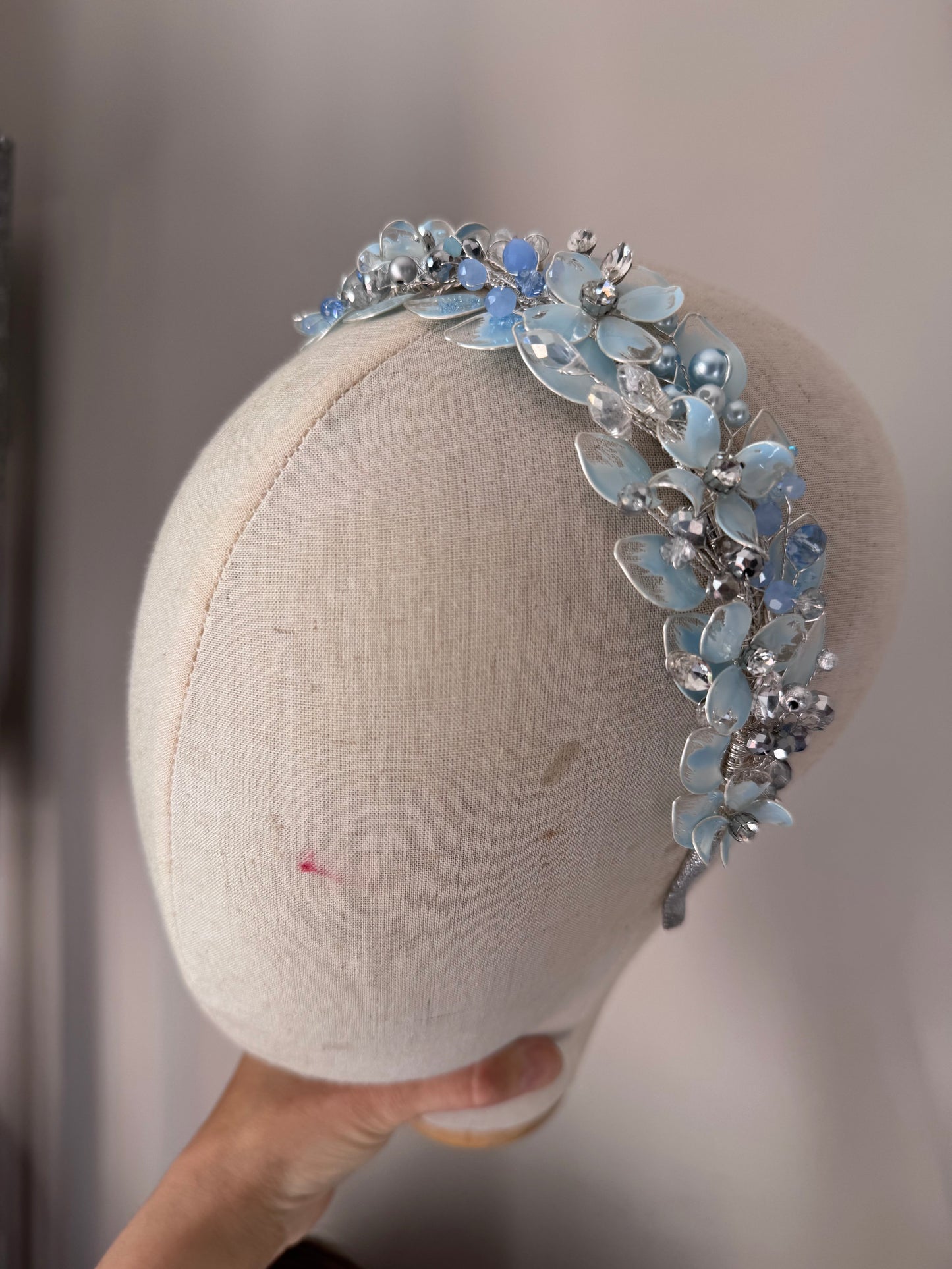 Light Blue  wedding guest headpiece. Light Blue  wedding guest headpiece. Precius pearls