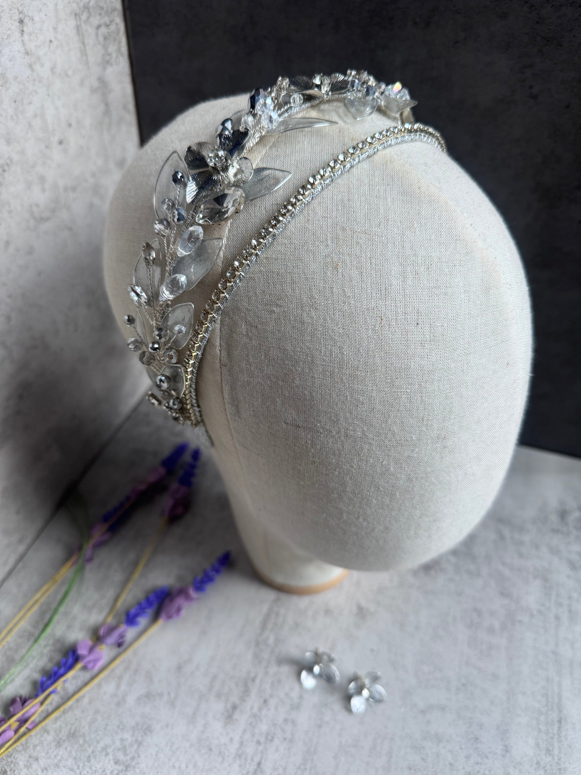 Crystal and Silver Double headband Crystal and Silver Double headband Precius pearls