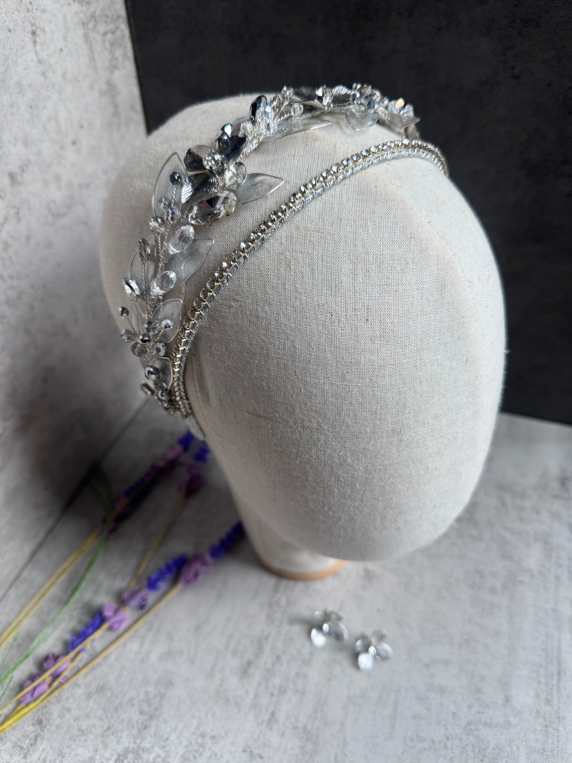 Crystal and Silver Double headband Crystal and Silver Double headband Precius pearls