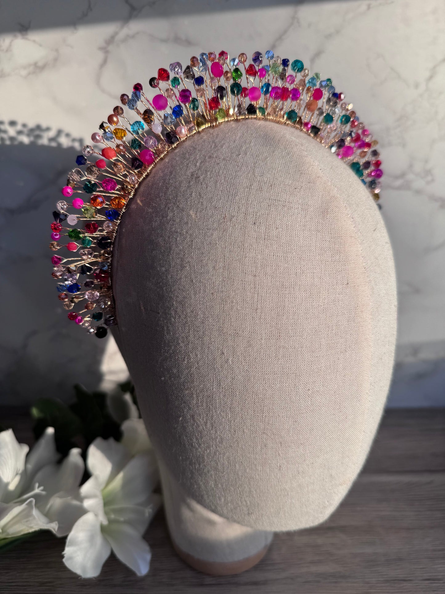 Stunning high beaded crown Stunning high beaded crown Precius pearls