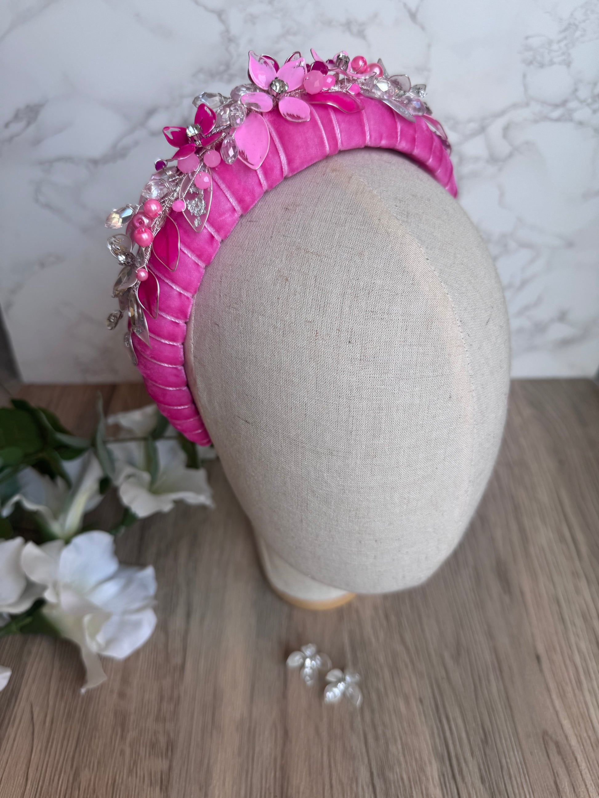 Candy Pink paddded headband Candy Pink paddded headband Precius pearls