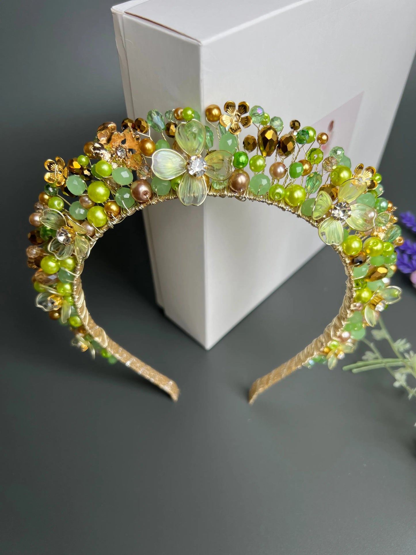 Flora Flower Crown Gold and Lime Green